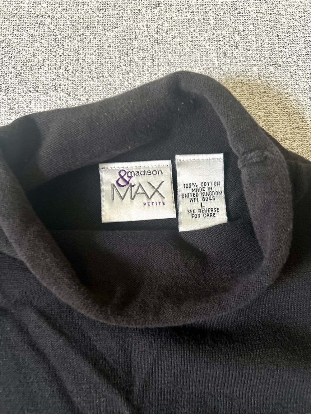 Madison & Max Vintage Black Mock Neck Knit Tank Top L